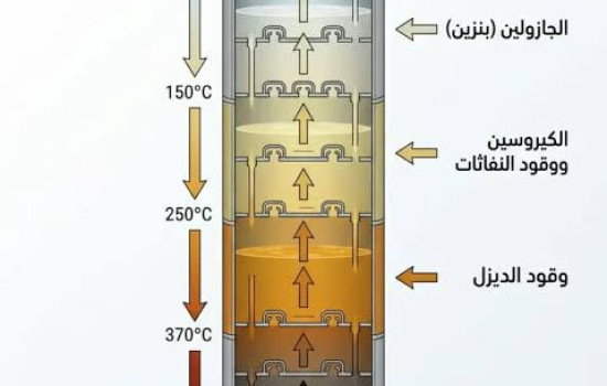 عملية تقطير النفط الخام وتجميع الغاز